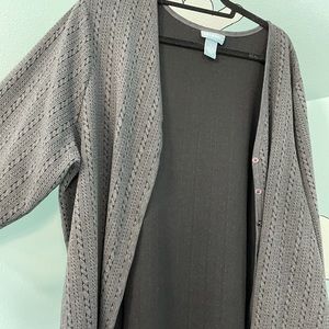 Liz & Me gray 3/4 sleeve cardigan